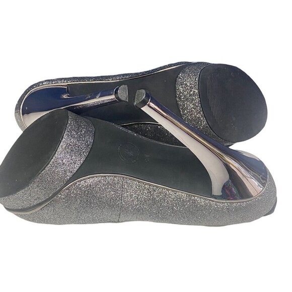 MICHAEL KORS Women Glitter Stilettos Size 8M Silver Heels Platform Elegant - Picture 7 of 11